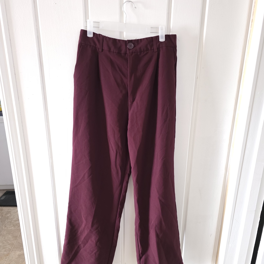 High-Waist Wide Leg Pants in Deep Wine